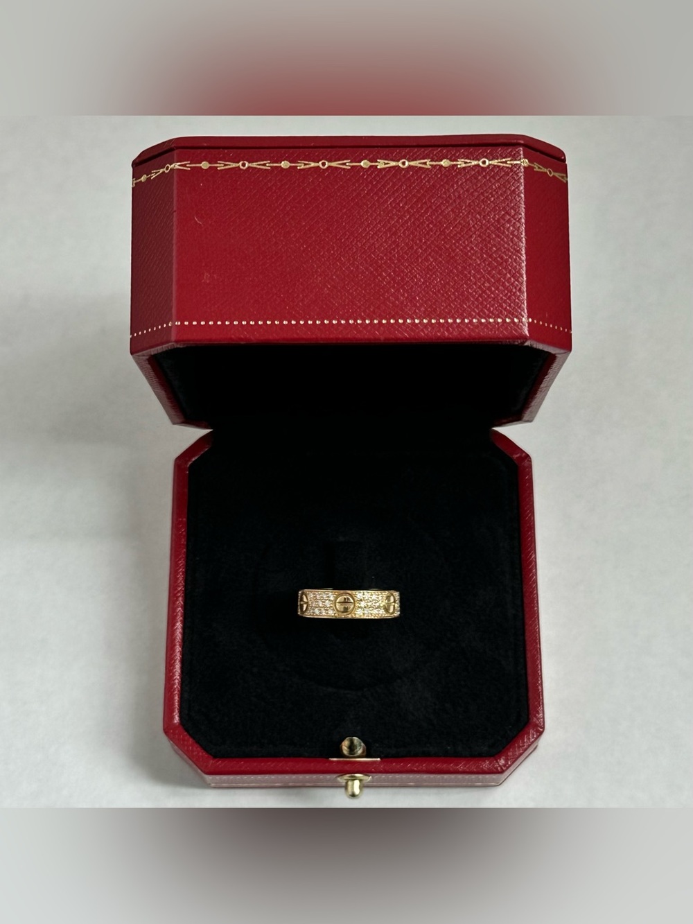 Cartier Love Ring Band Classic Model Pave Diamond 18K Yellow Gold Size 52 / US 6 - Picture 2 of 5